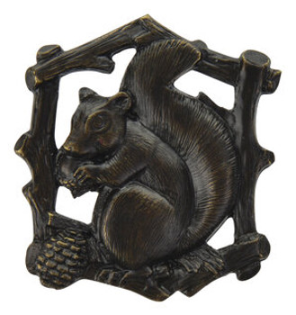 Notting Hill, Woodland, Grey Squirrel, 1 1/2" Rectangle Knob, Dark Brass, Right side