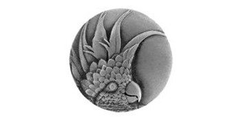 Notting Hill, Tropical, Cockatoo, 2" Round Knob, Antique Pewter, Small, Left side