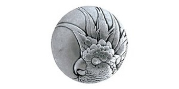 Notting Hill, Tropical, Cockatoo, 2" Round Knob, Brilliant Pewter, Small, Right side