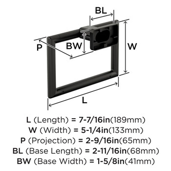 Amerock, Bronx, Towel Ring, Black Bronze - technical