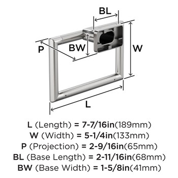 Amerock, Bronx, Towel Ring, Polished Chrome - technical