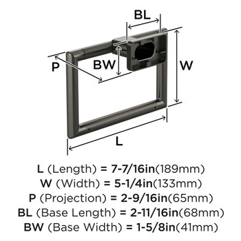 Amerock, Bronx, Towel Ring, Gunmetal - technical