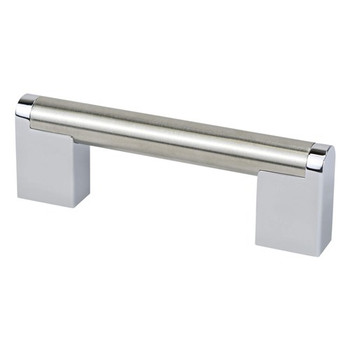 Berenson, Studio Remix, 3 3/4" (96mm) Straight Pull, Brushed Nickel with Polished Chrome