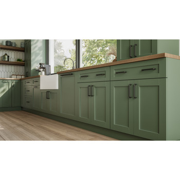 Atlas Homewares, Amplify, 18" Curved Appliance Pull, Matte Black - installed