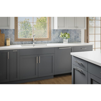 Atlas Homewares, Finderne, 12" (305mm) Bar Pull, Polished Chrome - installed