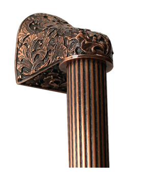 Notting Hill, Florals and Leaves, Florid Leaves, Antique Copper with 12" (305mm) Fluted Bar Appliance Pull, 16" Total Length
