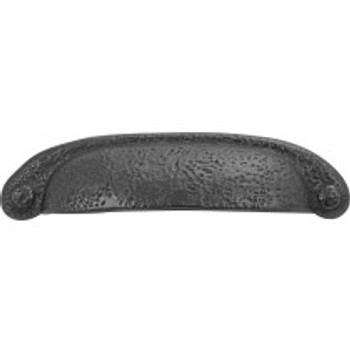 Belwith Hickory, Refined Rustic, 3" and 3 3/4" (96mm) Cup Pull, Black Iron