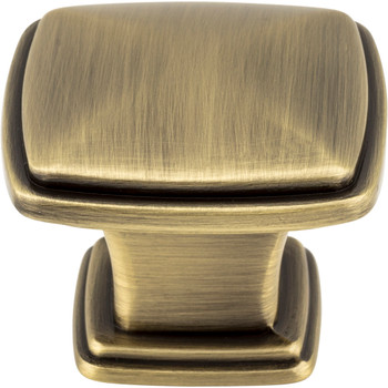 Jeffrey Alexander, Milan 1, 1 3/16" Square Knob, Brushed Antique Brass - alternate view