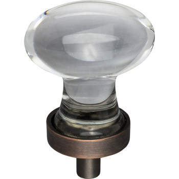 Jeffrey Alexander, Harlow, 1 1/4" Clear Oval Knob, Brushed Oil Rubbed Bronze Base - alternate view