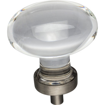 Jeffrey Alexander, Harlow, 1 5/8" Oval Clear Knob, Brushed Pewter Base - alternate view