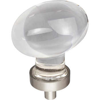 Jeffrey Alexander, Harlow, 1 5/8" Oval Clear Knob, Satin Nickel Base