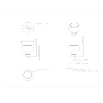 Jeffrey Alexander, Harlow, 1 3/4" Round Clear Knob, Satin Nickel Base - technical