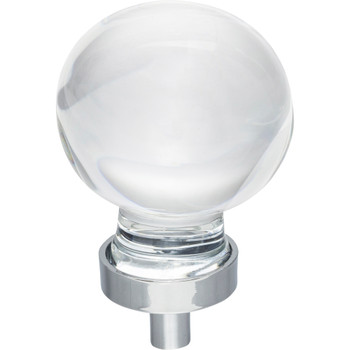 Jeffrey Alexander, Harlow, 1 3/8" Globe Clear Round Knob, Polished Chrome Base