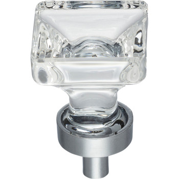 Jeffrey Alexander, Harlow, 1" Square Clear Knob, Polished Chrome Base - alternate view