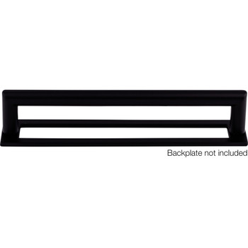 Top Knobs, Lynwood, Kinney, 6 5/16" (160mm) Square Ended Pull, Flat Black - with Backplate