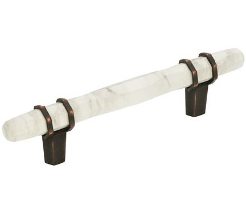Amerock, Carrione, 3 3/4" (96mm) Bar Pull, Marble White / Oil Rubbed Bronze Amerock, Carrione, 3 3/4" (96mm) Bar Pull, Marble White / Oil Rubbed Bronze