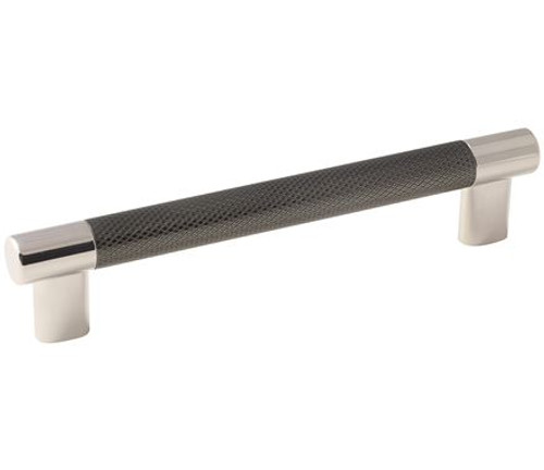 Amerock, Esquire, 6 5/16" (160mm) Bar Pull, Polished Nickel / Gunmetal Amerock, Esquire, 6 5/16" (160mm) Bar Pull, Polished Nickel / Gunmetal