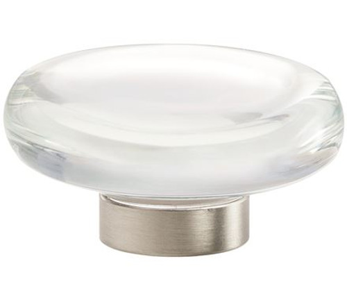 Amerock, Glacio, 1 3/4" Round Knob, Clear with Satin Nickel