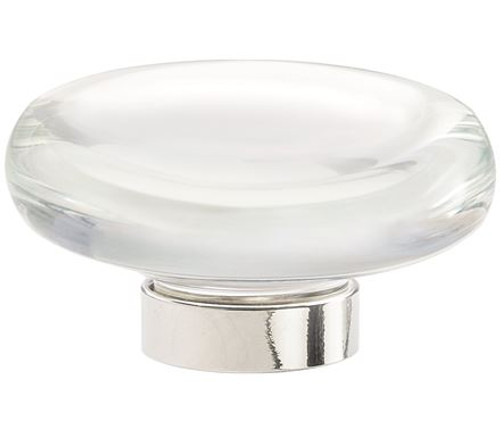 Amerock, Glacio, 1 3/4" Round Knob, Clear with Polished Nickel