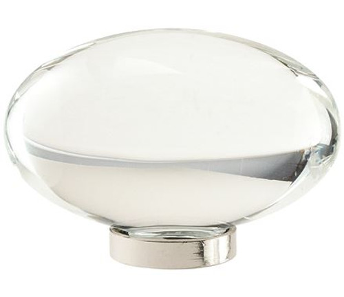 Amerock, Glacio, 1 3/4" Oval Knob, Clear with Polished Nickel