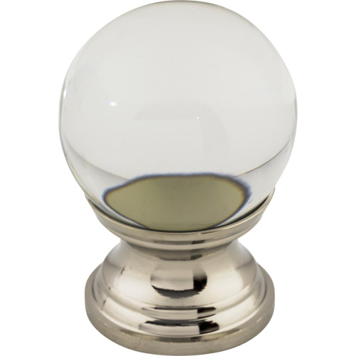 Top Knobs, Serene, Clarity, 1" Round Clear Glass Knob, Polished Nickel