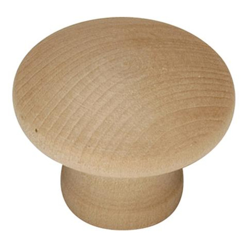 Belwith Hickory, Natural Woodcraft, 1 1/4" Round Knob, Unfinished Wood