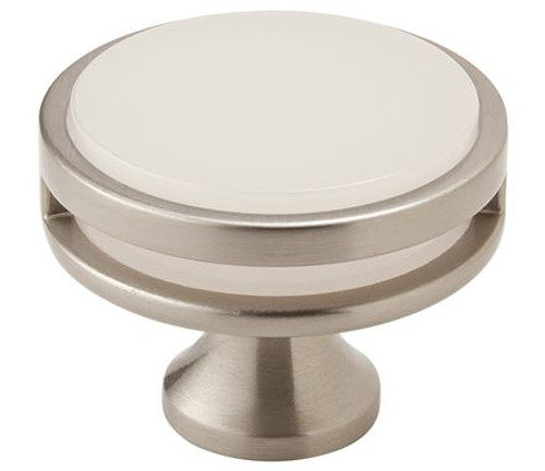 Amerock, Oberon, 1 3/4" (44mm) Round Knob, Satin Nickel / Frost Amerock, Oberon, 1 3/4" (44mm) Round Knob, Satin Nickel / Frost