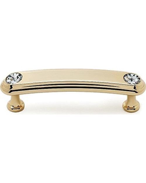 Alno, Crystal, 3" Crystal Round End Bar Pull, Gold
