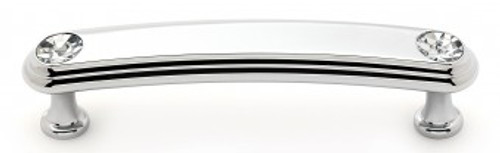 Alno, Crystal, 3 1/2" Crystal Round End Bar Pull, Polished Chrome