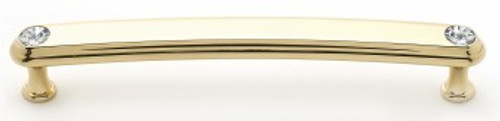 Alno, Crystal, 6" Crystal Round End Bar Pull, Polished Brass