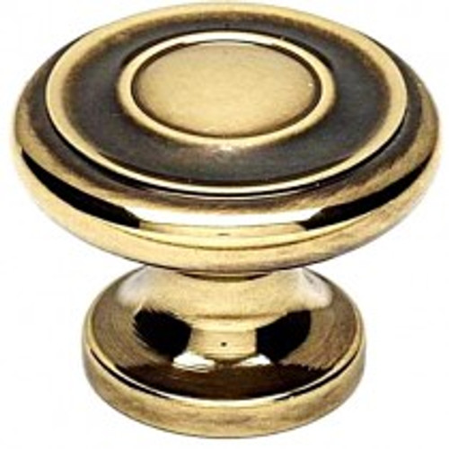 Alno, Knobs, 1 1/4" Round Rim design Knob, Polished Antique
