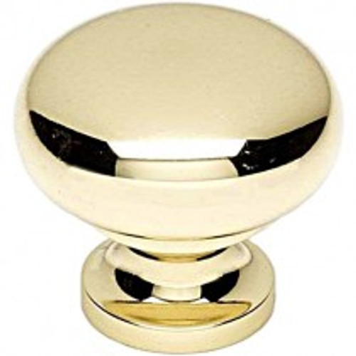 Alno, Knobs, 1 1/4" Round Mushroom Knob, Polished Brass