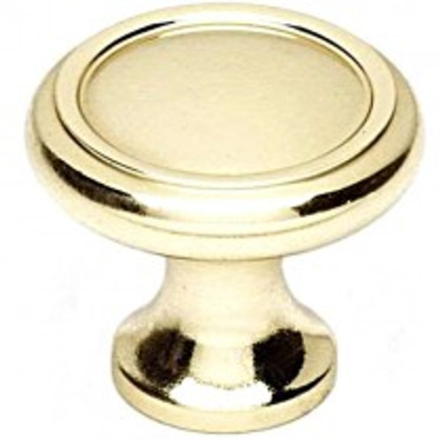 Alno, Knobs, 1" Round Ringed Knob, Polished Brass