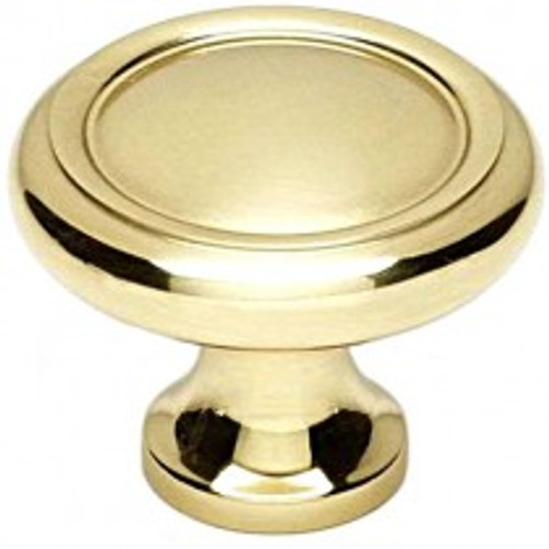 Alno, Knobs, 1 1/4" Round Ringed Knob, Polished Brass