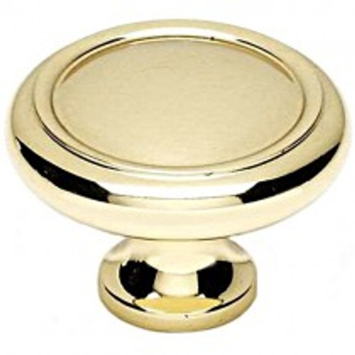 Alno, Knobs, 1 1/2" Round Ringed Knob, Polished Brass