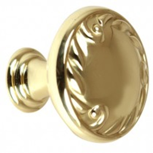 Alno, Ornate, 1 1/4" Round Knob, Polished Brass