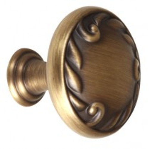 Alno, Ornate, 1 1/2" Round Knob, Antique English Matte