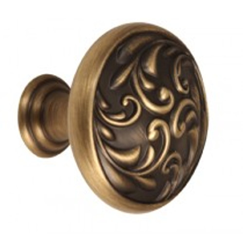 Alno, Ornate, 1 1/2" Ornate Round Knob, Antique English