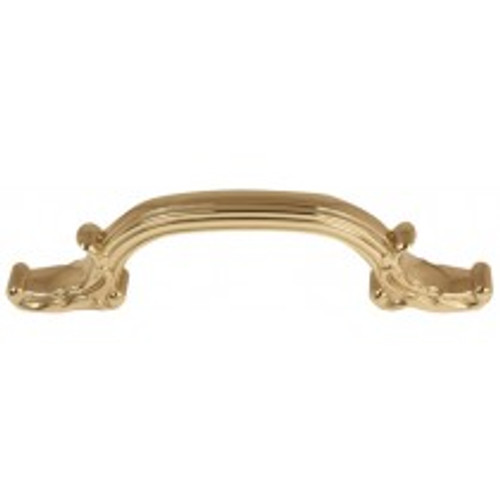 Alno, Ornate, 4" Center Curved Pull, Polished Brass