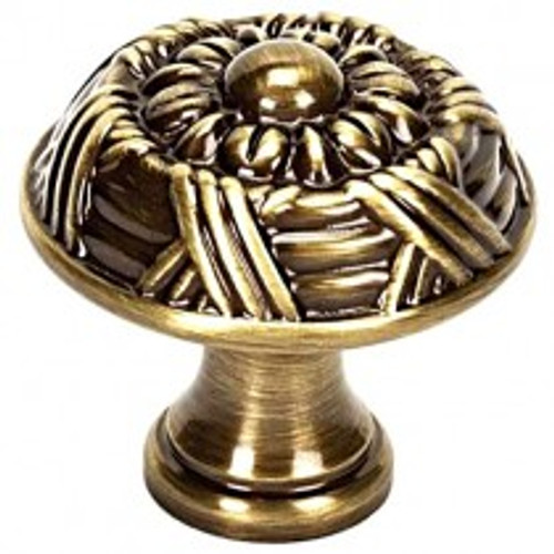 Alno, Ribbon and Reed, 1 1/4" Round Knob, Antique English