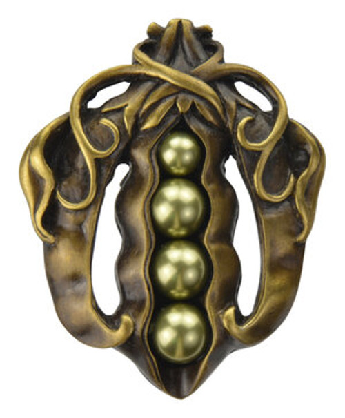 Notting Hill, Kitchen Garden, Pearly Peapod, 1 5/8" Knob, Antique Brass