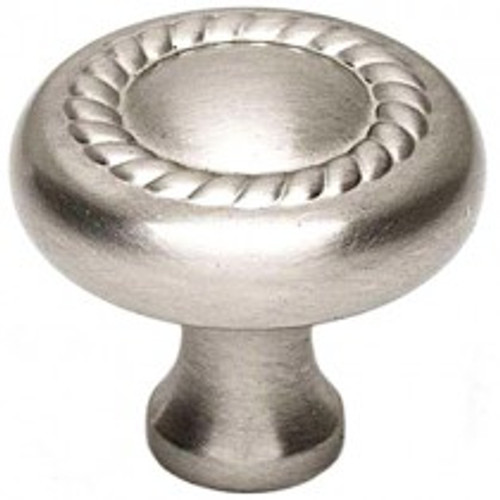 Alno, Rope, 1" Round Rope Detail Knob, Satin Nickel