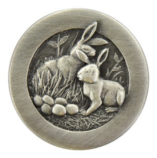 Notting Hill, Fun in the Kitchen, Rabbits, 1 3/8" Round Knob, Antique Pewter