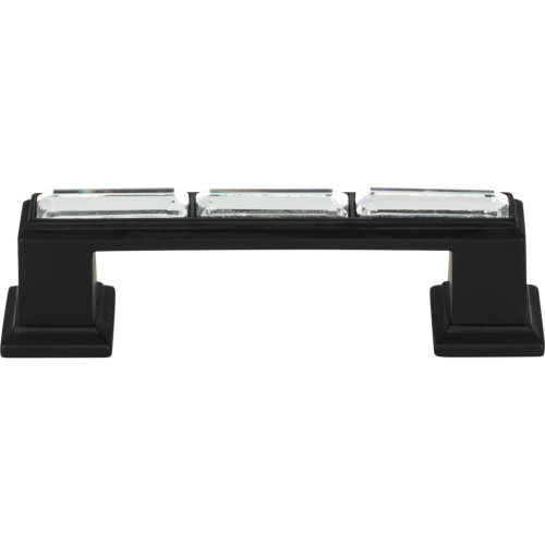 Atlas Homewares, Legacy Crystal, 3" Crystal Straight Pull, Matte Black