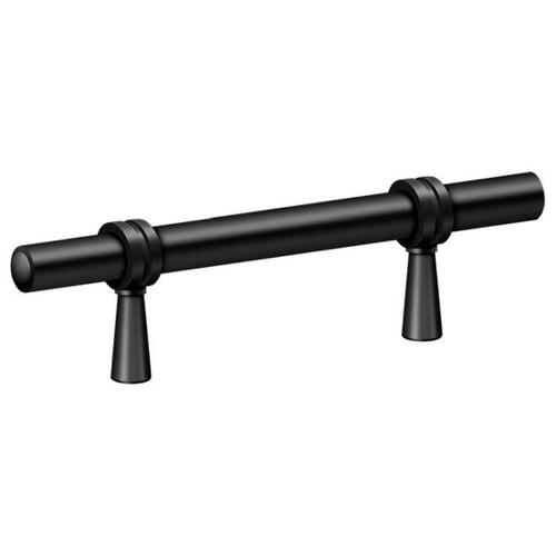 Deltana, 4 3/4" Total Length Adjustable Bar Pull, Paint Black