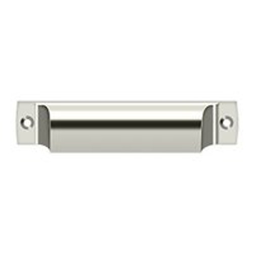 Deltana, 4" Rectangle Cup Pull, Polished Nickel