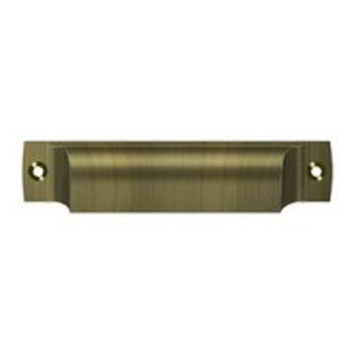 Deltana, 4" Rectangle Cup Pull, Antique Brass