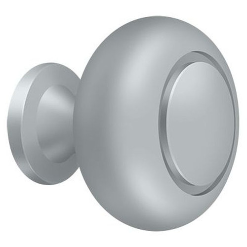 Deltana, 1 1/4" Ringed Round Knob, Brushed Chrome