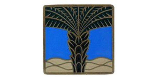 Notting Hill, Tropical, Royal Palm, 1 1/2" Square Knob, Antique Brass with Periwinkle