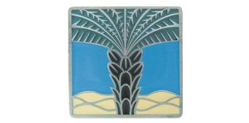 Notting Hill, Tropical, Royal Palm, 1 1/2" Square Knob, Antique Pewter with Periwinkle